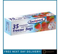 SuperGift.com 2 X Resealable Freezer Bags 35 Pack Food Storage Bags For Freezing Meat, Vegetables, Leftovers & Kitchen Organisation
