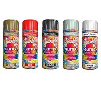 SuperGift.com 200ml Glitter Spray Paint Multi-Purpose Use, Interior & Exterior, Ideal For Wood, Metal, Plastic, Ceramics & Ornaments - Quick Drying (Gold)