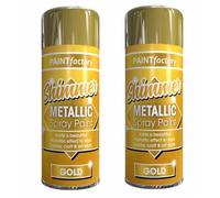 SuperGift.com 200ml Metallic Gold Spray Paint, Fast-Drying Decorative Spray Paint for Metal, Wood, Plastic & Craft Projects (2)