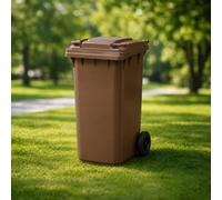 SuperGift.com 240L Brown Wheelie Bin for Household, Commercial & Industrial, Large Outdoor Waste Container, Outdoor Rubbish Bin, Large Mobile Waste Bin, Easy-Roll, Durable Plastic