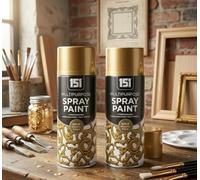 SuperGift.com 2x 400ml Metallic Gold Spray Paint Fast-Drying Decorative Spray Paint for Metal, Wood, Plastic and DIY Projects