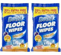 SuperGift.com 2X Duzzit Jumbo Lemon Fresh Floor Cleaning Wipes Pack Of 24 Extra Strong Disposable Mop Wipes For Tiles, Laminate & Sealed Wood Fl