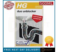 SuperGift.com 2X Hg Duo Unblocker Dual Action Drain & Plug Blockage Remover Set 2X500Ml