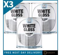 SuperGift.com 3 X 151 White Gloss Non-Drip Varnish Paint 300Ml