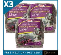SuperGift.com 3 X Doff Hanging Basket Liner Replacement Basket Liners For Flowers, Herbs, Trailing Plants, Patio Displays & Garden Planting Proj