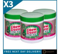 SuperGift.com 3 X Elbow Grease Citric Acid Limescale Remover Cleaning Powder For Kettles, Taps, Shower Heads, Kitchens & Bathrooms 250G