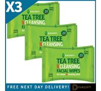 SuperGift.com 3 X Escenti Tea Tree Cleansing Facial Wipes Twin Pack 20 Wipes Per Pack
