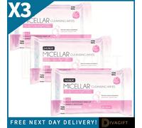 SuperGift.com 3 X Nuage 3-In-1 Micellar Cleansing Facial Wipes Twin Pack 20 Wipes Makeup Remover, Facial Cleanser & Refreshing Skincare Wipes