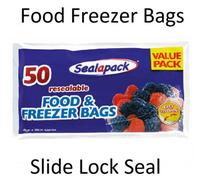 SuperGift.com 3 X Resealable Food & Freezer Bags 50 Pack Food Storage Bags For Freezing, Snacks, Sandwiches, Leftovers & Kitchen Organisation