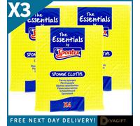 SuperGift.com 3 X Spontex Sponge Cloths 4 Pack Super Absorbent Reusable Cleaning Cloths