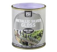 SuperGift.com 300 ml Metallic Silver Gloss Non Drip Paint Tin - for Interior & Exterior - Smooth, Hard-Drying Formula for Mess-Free Application & Durable Finish