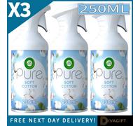 SuperGift.com 3X Air Wick Pure Soft Cotton Air Freshener Spray Fresh Cotton Fragrance Room Spray, 3 X 250Ml