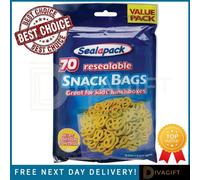 SuperGift.com 4 X Sealapack Snack Bags 70 Pack Food Storage Bags For Snacks, Sandwiches, Lunch Boxes, Travel & Everyday Kitchen Organisation