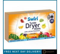 SuperGift.com 4 X Swirl Dryer Sheets Tropical 35 Pack Fabric Softening Dryer Sheets For Fresh Laundry, Reduced Static & Everyday Clothes Care