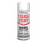 SuperGift.com 400ml Tough Stuff Enamel White Gloss Spray Paint - Hard-Wearing High-Sheen Finish for Wood, Metal, Plastic & More - Durable, Chip-Resistant Coating