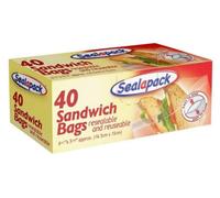 SuperGift.com All Purpose Resealable And Reusable Food Storage Sandwich Bags Airtight Seal 6 1/2" X 5 7/8" (40 Sandwich Bags)