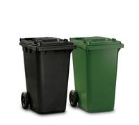 SuperGift.com Black - 240L Wheelie Bin, Large Outdoor Waste Bin with Wheels and Lid for Household, Commercial and Industrial Use, Durable Plastic Rubbish Container