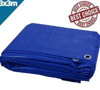 SuperGift.com Blue Heavy Duty Tarpaulin Waterproof Cover Tarp Ground Camping Sheet (3Mx3M)