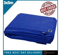 SuperGift.com Blue Heavy Duty Tarpaulin Waterproof Cover Tarp Ground Camping Sheet Tent (3Mx5M)