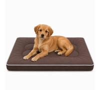 SuperGift.com Brown Medium Orthopedic Flat Pet Bed Cushion for Dogs & Cats, Soft Washable Pet Mattress with Bone Pillow Design, Non-Slip Comfortable Sleeping Mat