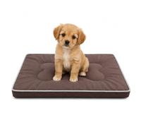 SuperGift.com Brown Small Orthopedic Flat Pet Bed Cushion for Dogs & Cats, Soft Washable Pet Mattress with Bone Pillow Design, Non-Slip Comfortable Sleeping Mat