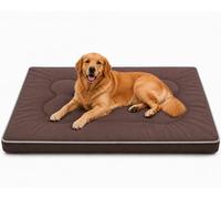 SuperGift.com Brown X-Large Orthopedic Flat Pet Bed Cushion for Dogs & Cats, Soft Washable Pet Mattress with Bone Pillow Design, Non-Slip Comfortable Sleeping Mat