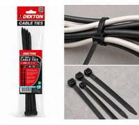 SuperGift.com Dekton 10 Piece Black Heavy Duty Cable Tie Set 9 X 500mm For Cable Management & General Securing