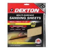 SuperGift.com Dekton 10 Piece Multi-Surface Coarse Sanding Sheets 40 Grit 280 X 230mm For Wood, Metal & Paint
