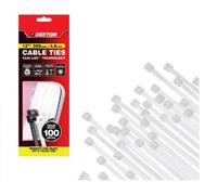 SuperGift.com Dekton 100 Piece White Cable Tie Set 4.8 X 380mm Heavy Duty Nylon Cable Ties For Cable Management & Securing