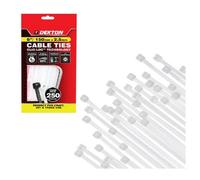 SuperGift.com Dekton 250 Piece White Cable Tie Set 2.5 X 150mm Heavy Duty Nylon Cable Ties For Cable Management & Securing