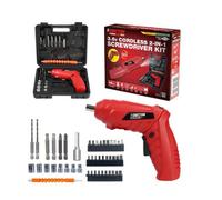 SuperGift.com Dekton 3.6V Cordless Electric Screwdriver Kit With 48 Piece Accessory Set & Carry Case