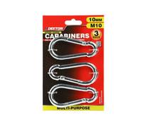 SuperGift.com Dekton 3 Piece 10mm Carabiner Clip Set M10 Heavy Duty Zinc Plated Spring Snap Hooks