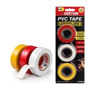 SuperGift.com Dekton 3 Piece Pvc Electrical Insulation Tape Set 13M X 19mm Yellow, Red & White For Cable Identification & Wire Repairs