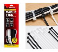 SuperGift.com Dekton 30 Piece White Cable Tie Set 4.8 X 380mm Heavy Duty Nylon Cable Ties For Cable Management & Securing