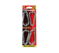 SuperGift.com Dekton 4 Piece 8mm Carabiner Clip Set M8 Zinc Plated Spring Snap Hooks
