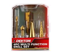 SuperGift.com Dekton 4 Piece Multi-Function Hss Drill Bit Set For Wood, Metal, Plastic & Masonry