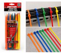 SuperGift.com Dekton 50 Piece High Visibility Cable Tie Set 4.8 X 250mm Heavy Duty Nylon Cable Ties For Cable Management & Securing