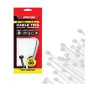 SuperGift.com Dekton 60 Piece White Cable Tie Set 4.8 X 200mm Heavy Duty Nylon Cable Ties For Cable Management & Securing