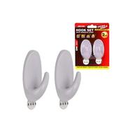 SuperGift.com Dekton Geckogrip 2 Piece White Self-Adhesive Hook Set Utility Wall Hooks