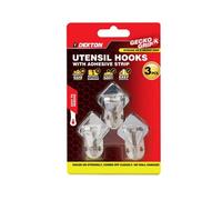 SuperGift.com Dekton Geckogrip 3 Piece Chrome Utensil Hook Set Self-Adhesive Kitchen Storage Hooks