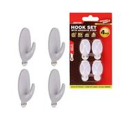 SuperGift.com Dekton Geckogrip 4 Piece White Self-Adhesive Hook Set Utility Wall Hooks