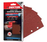 SuperGift.com Dekton Hook & Loop Sanding Sheets 40 Grit 5 Pack 93 X 230mm For Wood, Paint, Plaster & Metal Surface Preparation