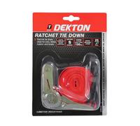 SuperGift.com Dekton Ratchet Tie Down Strap With S Hooks 130Kg Maximum Load For Securing Cargo & Luggage