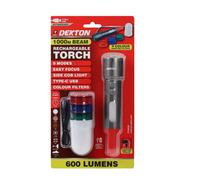 SuperGift.com Dekton Rechargeable Multifunction Flashlight 600 Lumens With 1000M Beam, Usb-C Charging & Cob Side Light