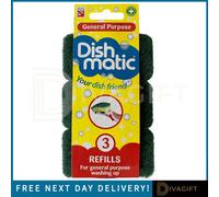 SuperGift.com Dishmatic General Purpose Sponge Refills 3 Pack Replacement Dish Brush Heads