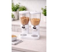 SuperGift.com Dual Cereal Dispenser Storage Container (White)