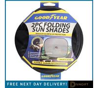 SuperGift.com Goodyear 2Pc Folding Sun Shade Universal Fit Reflective Car Window Sunshades
