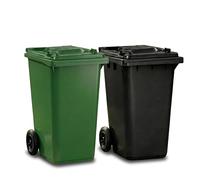 SuperGift.com Green - 240L Wheelie Bin, Large Outdoor Waste Bin with Wheels and Lid for Household, Commercial and Industrial Use, Durable Plastic Rubbish Container