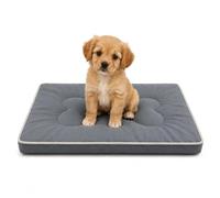 SuperGift.com Grey Small Orthopedic Flat Pet Bed Cushion for Dogs & Cats, Soft Washable Pet Mattress with Bone Pillow Design, Non-Slip Comfortable Sleeping Mat