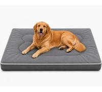SuperGift.com Grey X-Large Orthopedic Flat Pet Bed Cushion for Dogs & Cats, Soft Washable Pet Mattress with Bone Pillow Design, Non-Slip Comfortable Sleeping Mat